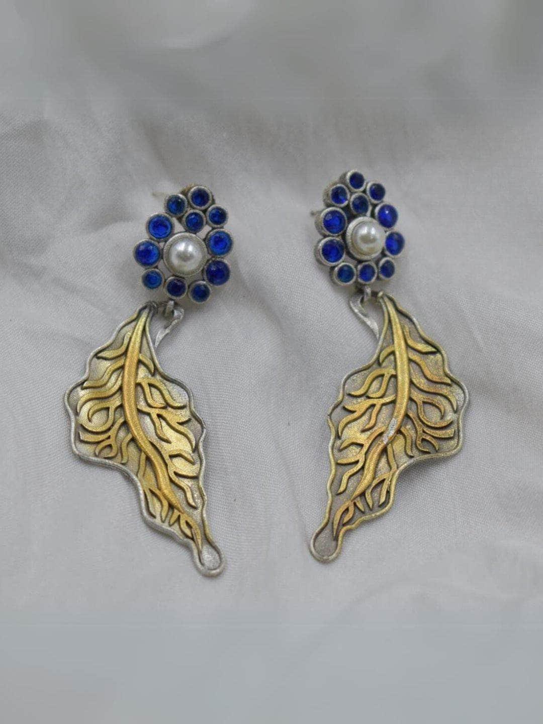Ishhaara Oxidized Leaf Style Earrings