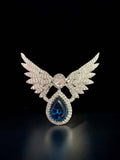 Ishhaara Blue Round Cut Emerald Diamond Butterfly Shape Brooch