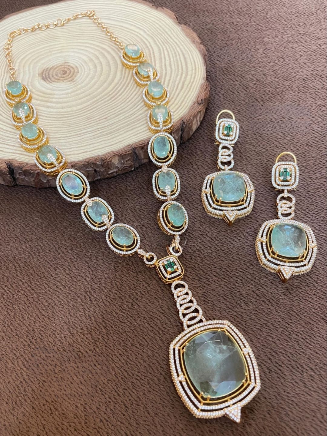 Ishhaara Blue Semi Precious Stone Studded Long Necklace