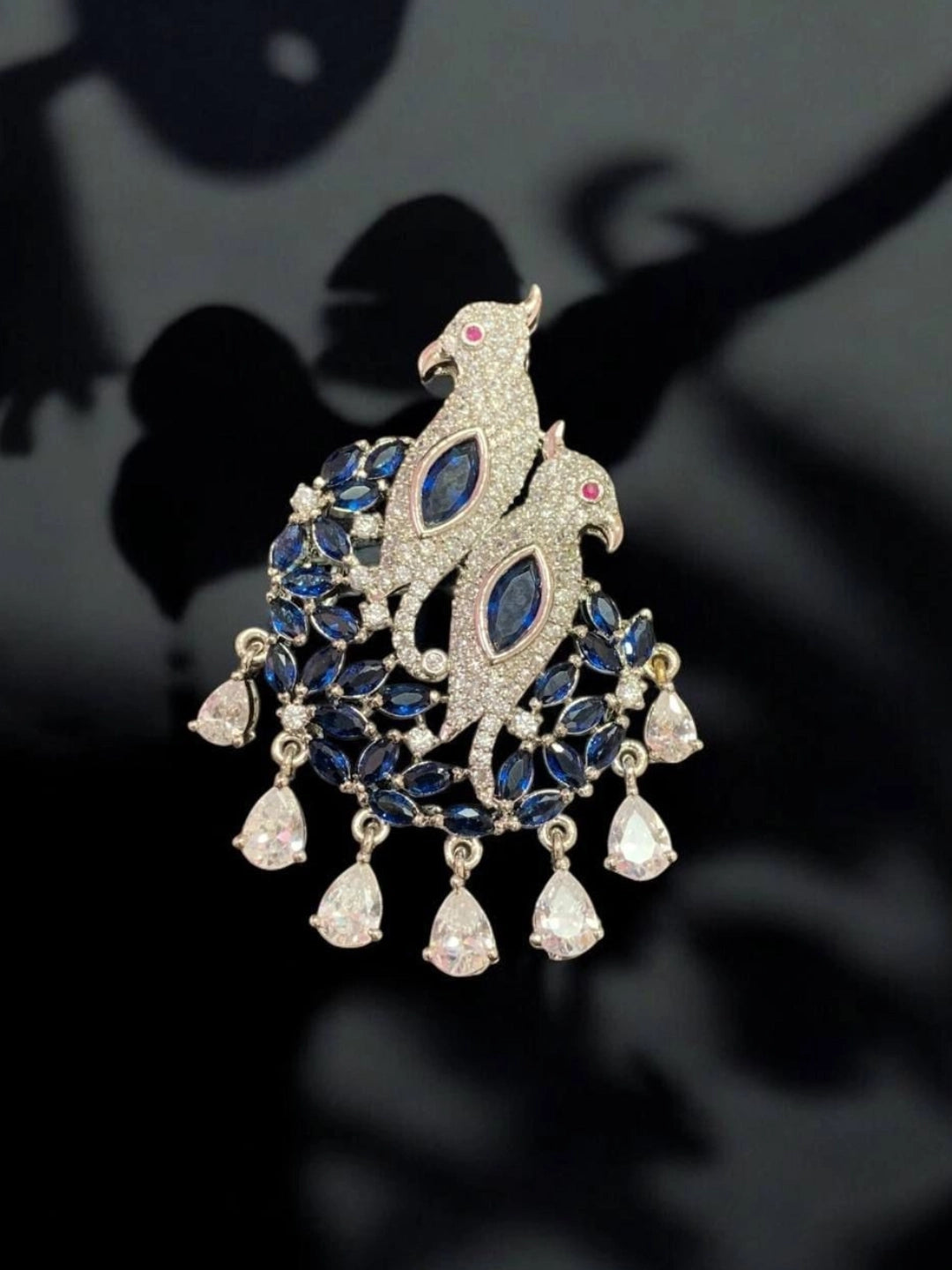 Ishhaara Blue Stylish Peacock Brooch