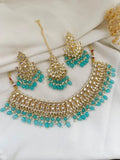 Ishhaara Blue Traditional Square Shaped Kundan Choker Necklace