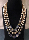 Ishhaara Triple Layered Pearl Precious Stone Necklace