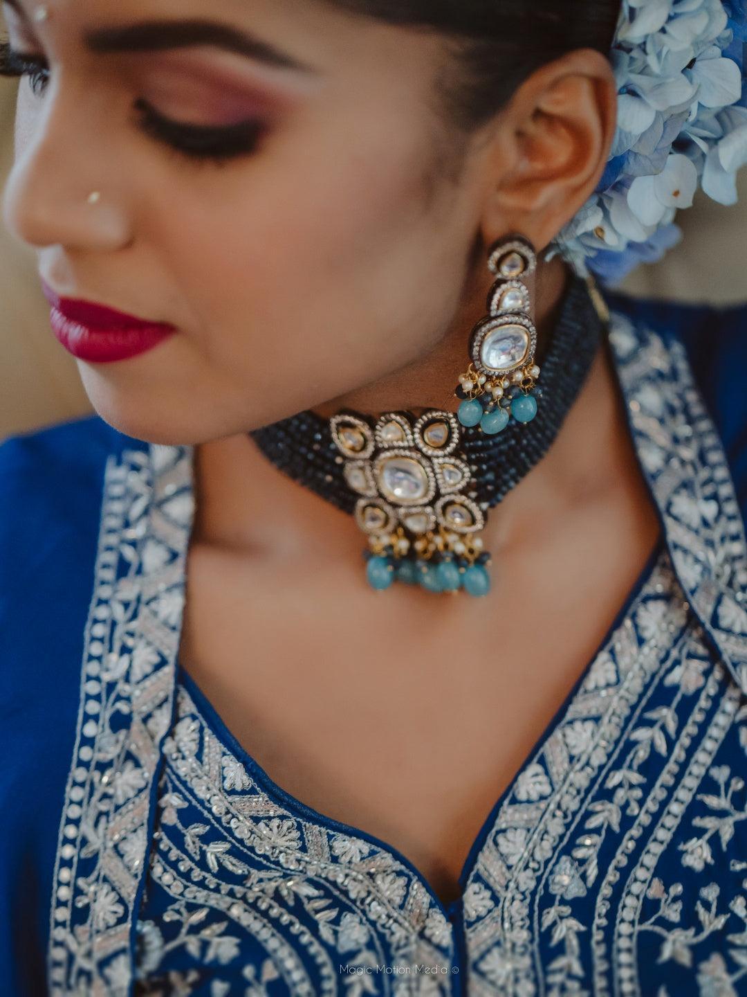 Ishhaara Bride 2 In Semi Precious Centre Stone Choker Set