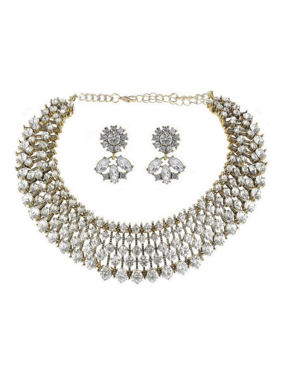 Ishhaara Brides In Diamond Choker With Earring - Gold