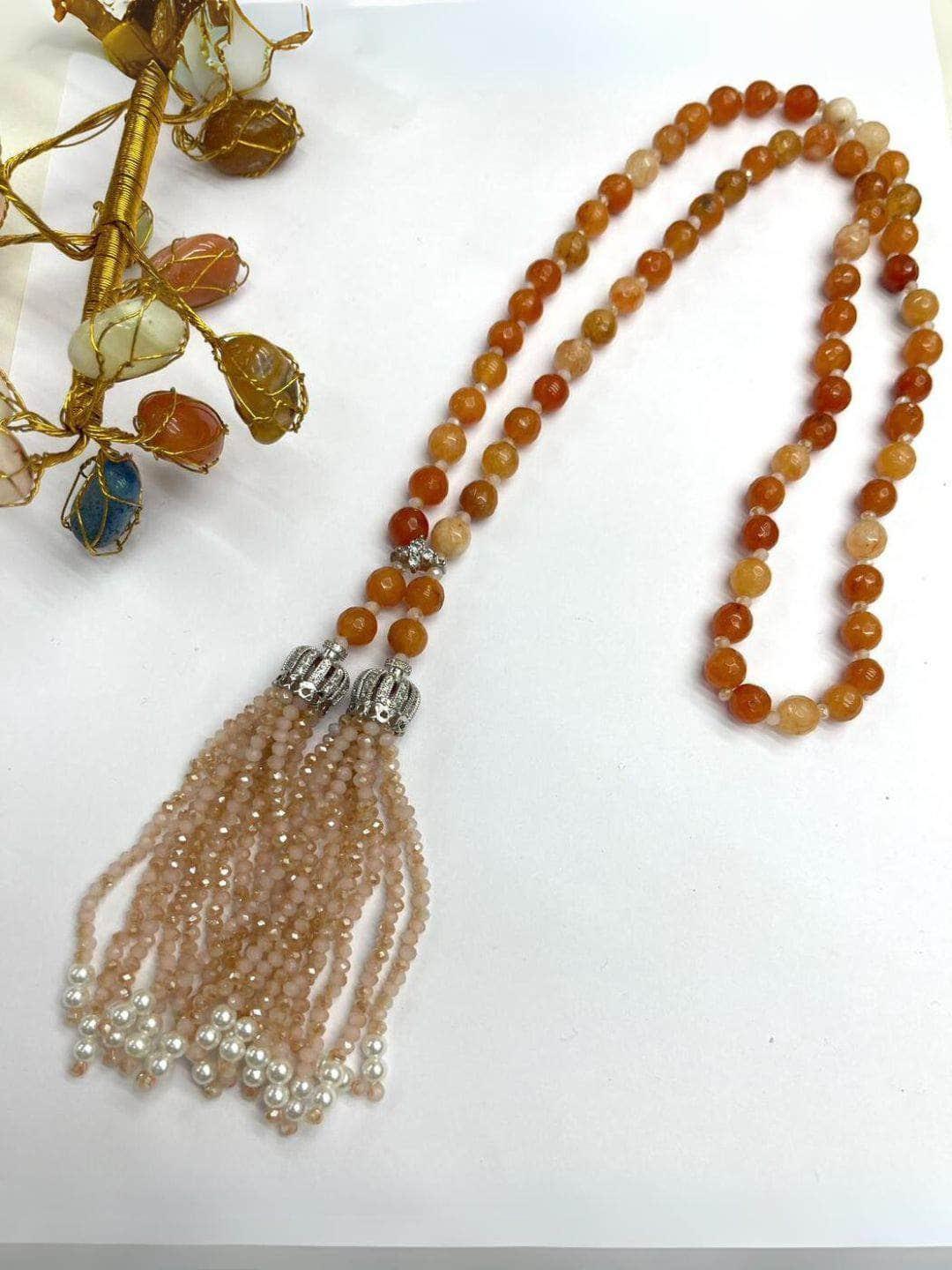 Ishhaara Brown Mala Tassel Necklace