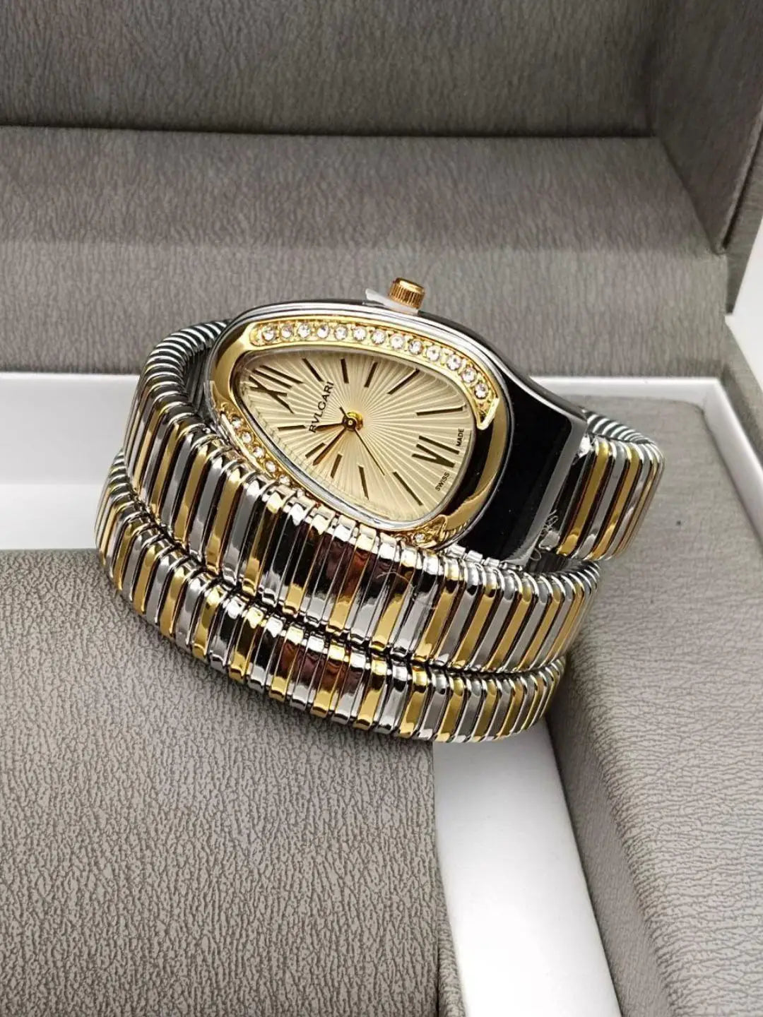 Ishhaara Bvlgari Two Tone Gold Strap With Yellow Dial