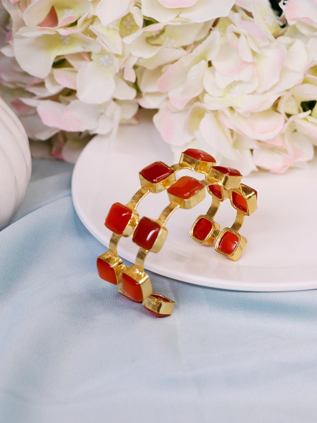 Ishhaara Carnelian Hand Cuff Brick Red