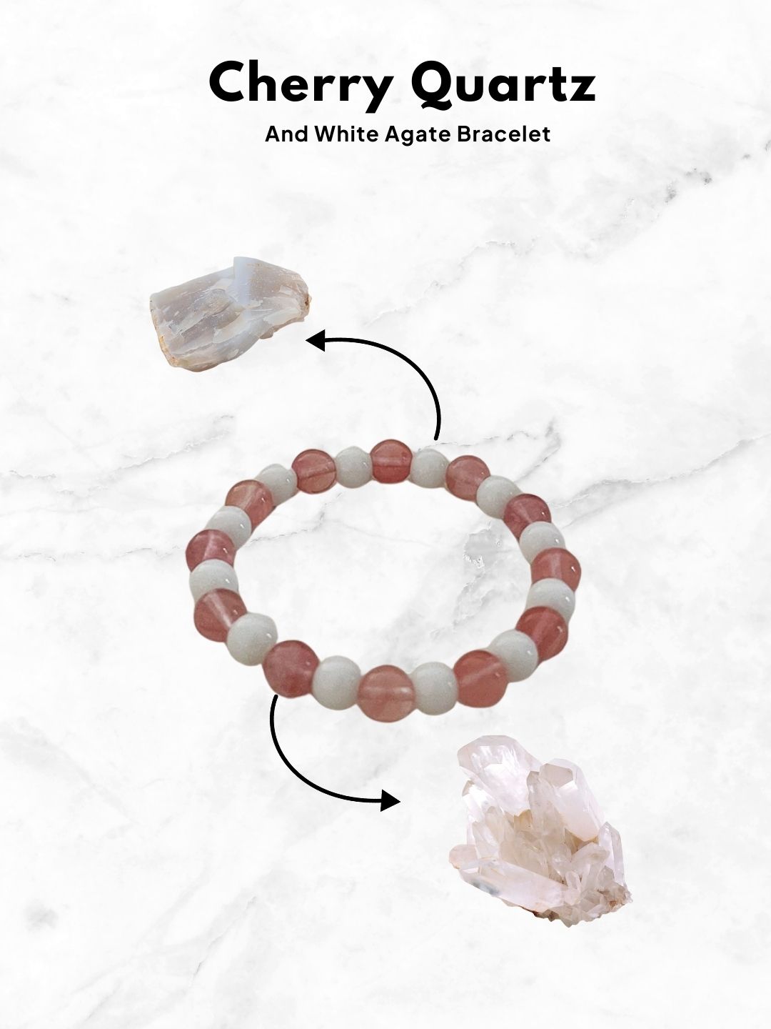 Ishhaara Cherry Quartz And White Agate Bracelet
