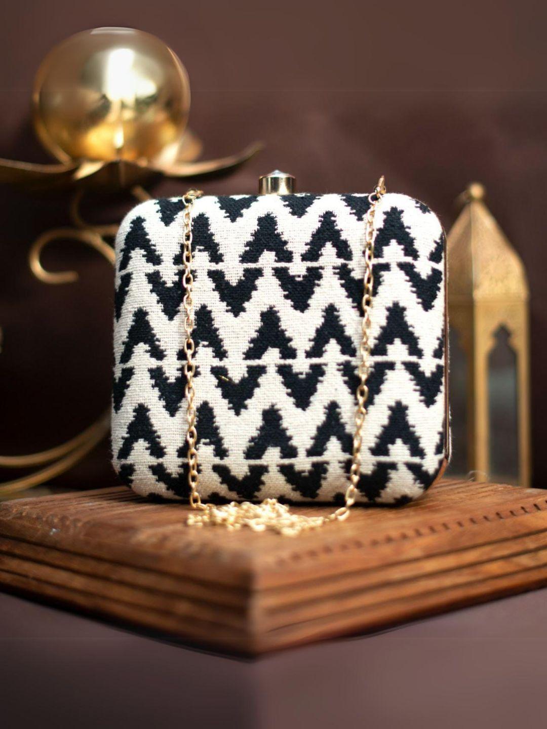 Ishhaara Chevron Pattern Handloom Fabric Bag