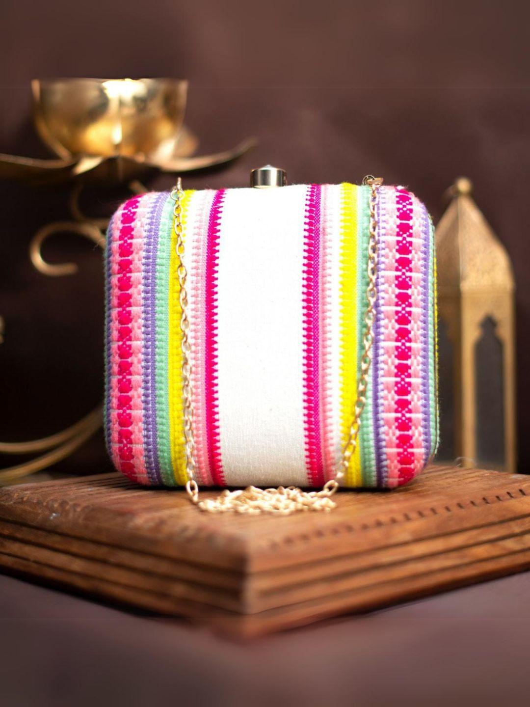 Buy Colourfull Square Handloom Fabric Bag Online Ishhaara