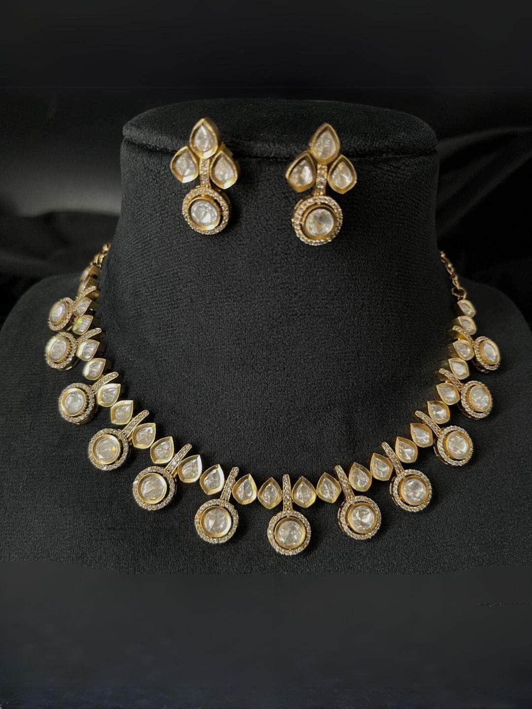 Ishhaara Contemporary Moissanaite Polki Choker Necklace
