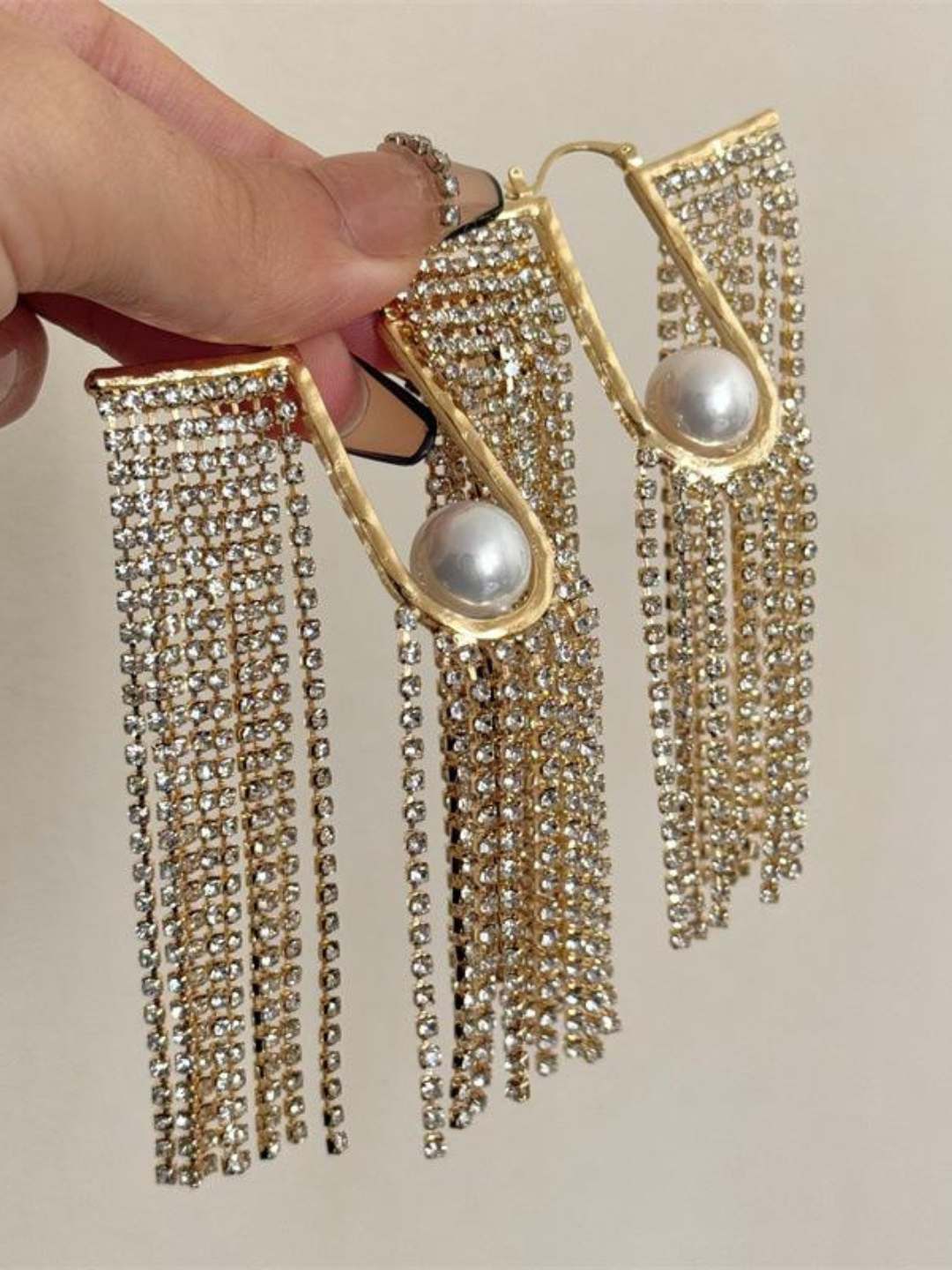 Ishhaara Contemporary Rhinestone Long Earrings