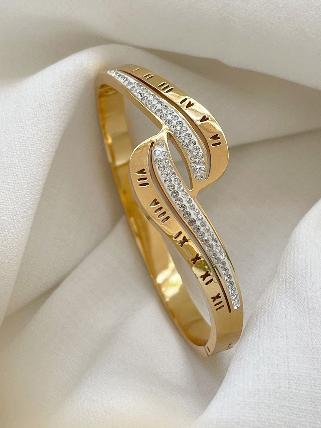 Cross Style Roman Numeral Bangle Bracelet