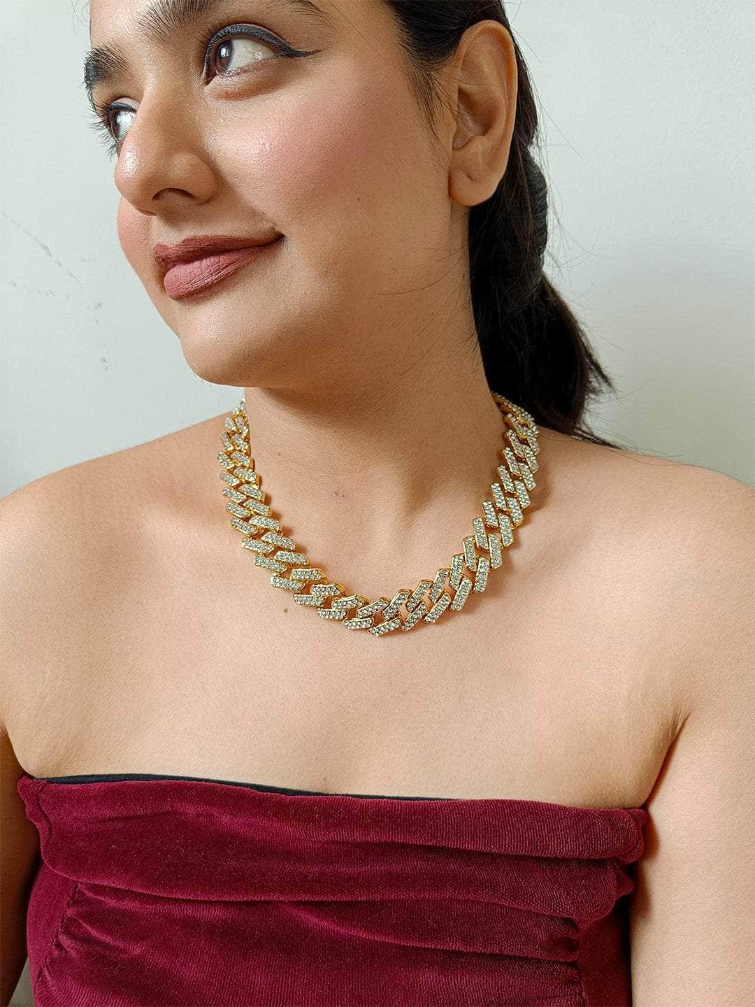 Ishhaara Cuban Chains Iced Out Bling Necklace