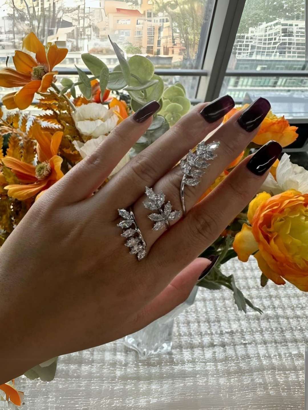 Ishhaara Cubic Zircon Leaf Shape Ring