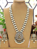 Ishhaara Kundan Pearl Studded Long Temple Necklace