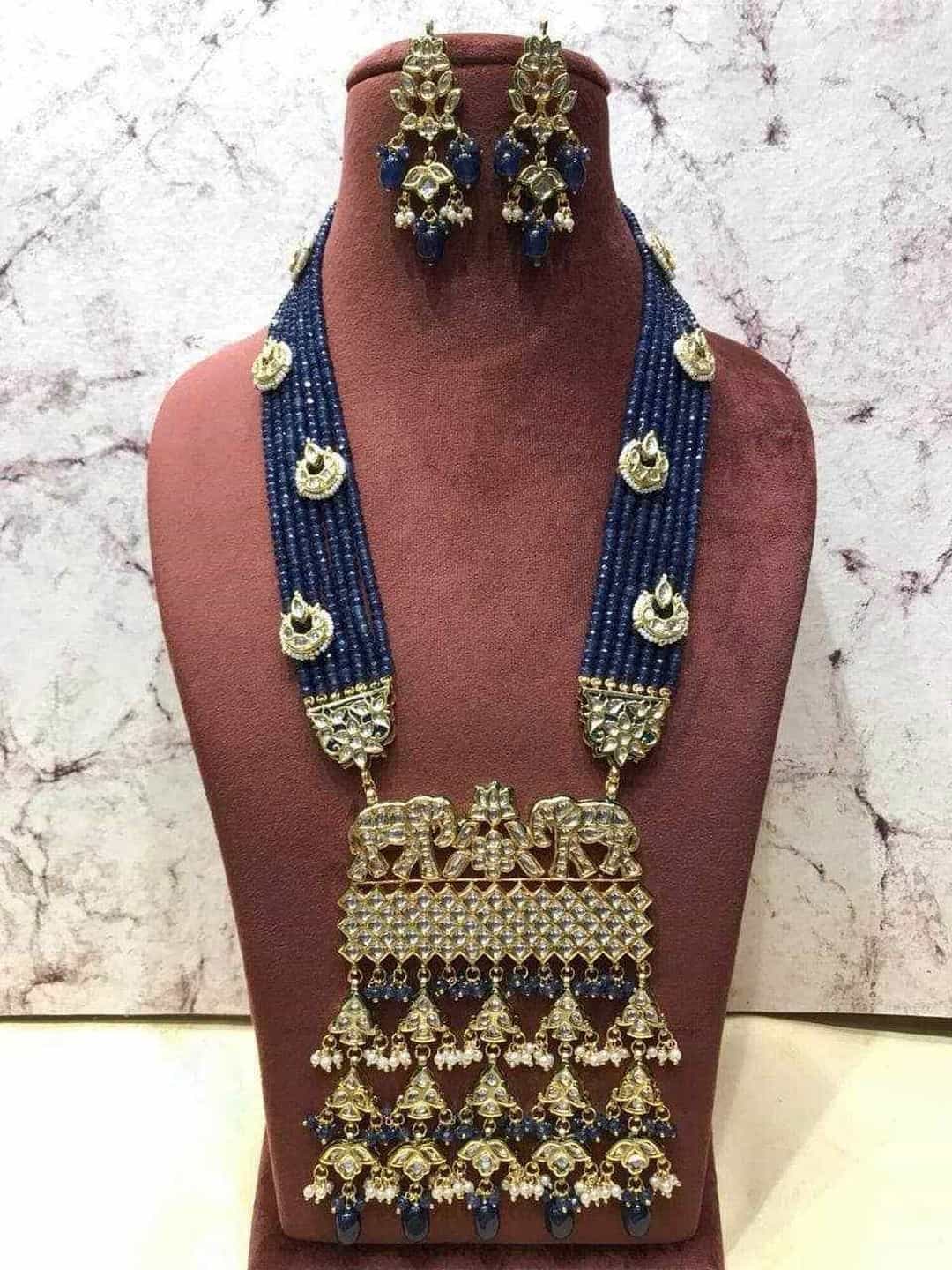 Ishhaara Dark Blue Masoom Minawala in Elephant Pendant Necklace