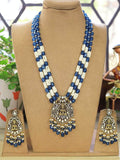 Ishhaara Dark Blue Royal Long Necklace With Earrings