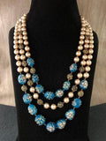 Ishhaara Triple Layered Pearl Precious Stone Necklace