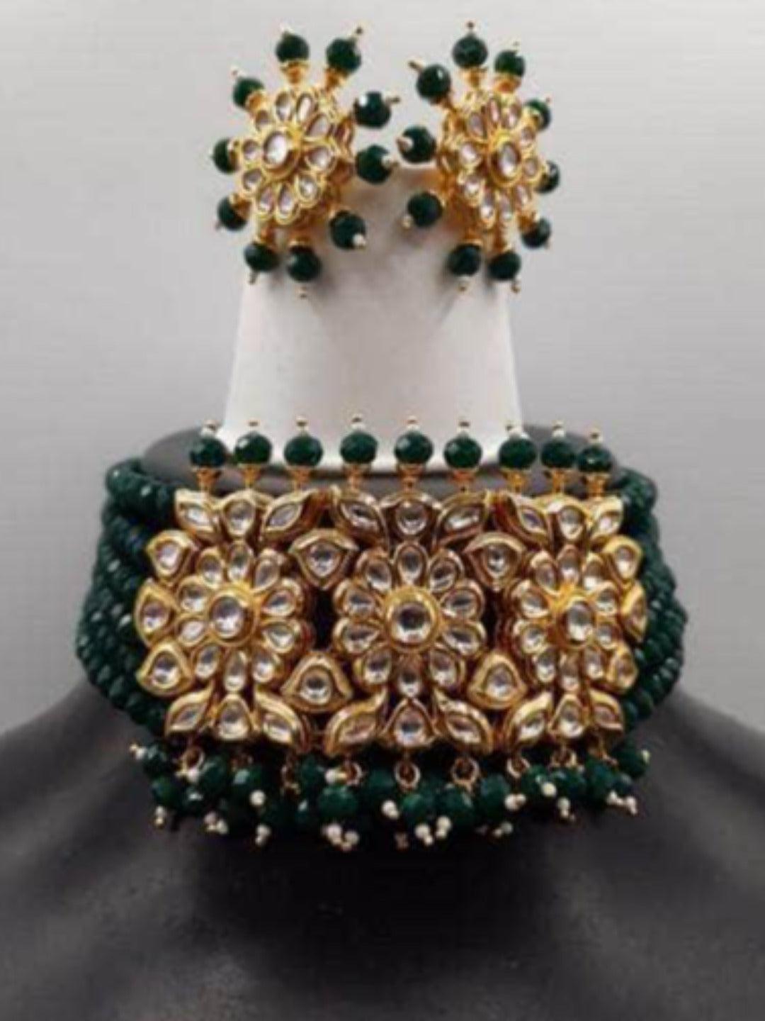 Ishhaara 3 Flower Motif Choker Onex Choker Necklace Set