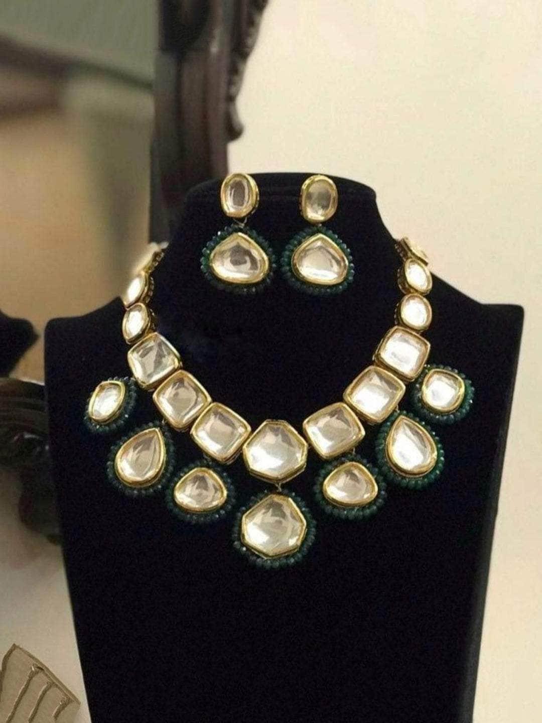 Ishhaara Big Kundan Necklace With Long Earring