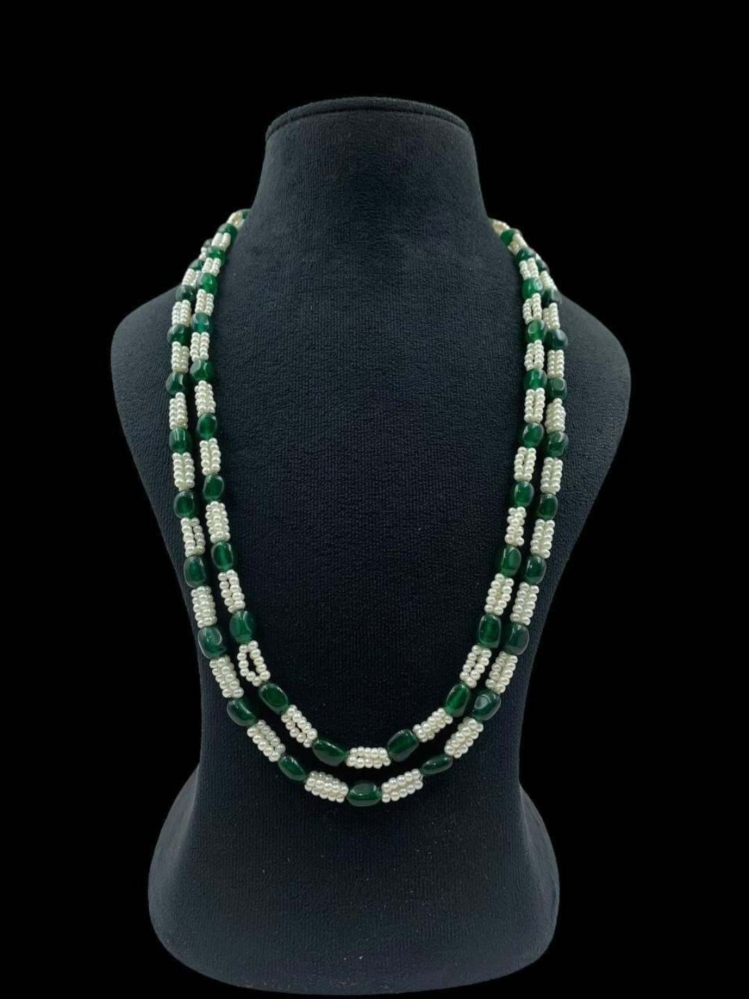 Ishhaara Dark Green Multicolor Gemstone Beaded Necklace