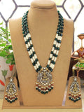 Ishhaara Dark Green Royal Long Necklace With Earrings