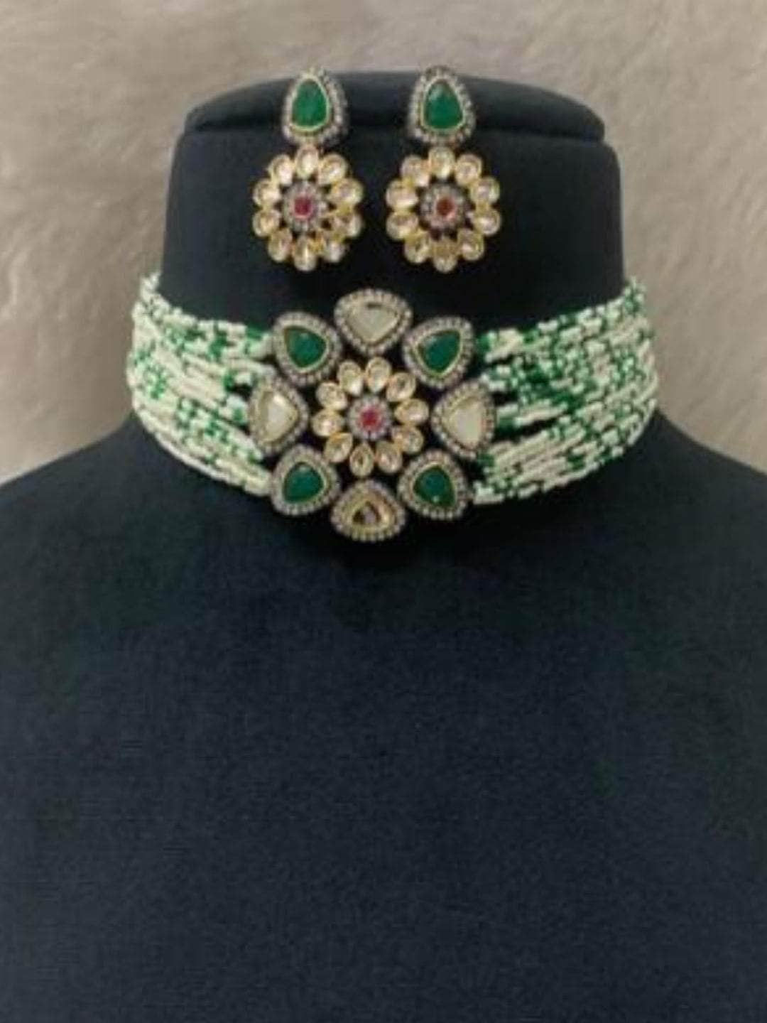 Ishhaara Small Pearls Choker And Earring Set