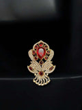Ishhaara Dark Red Gold Embellished Victorian Heart Brooch