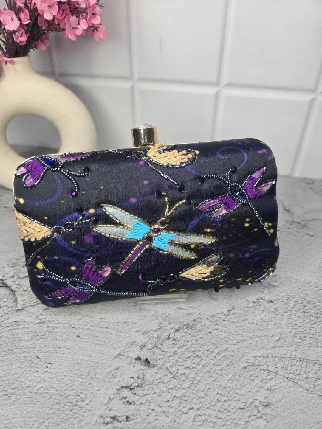 Ishhaara Dazzle Denim Box Clutch