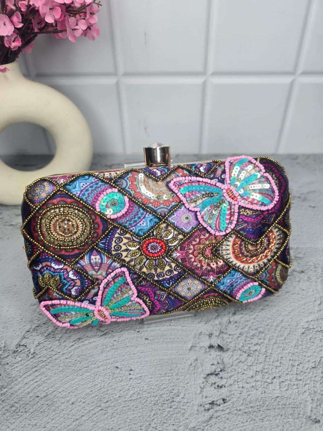 Ishhaara Dazzling Butterfly Crystal Evening Bags