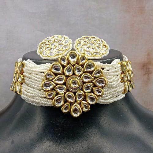 Ishhaara Diamond Shaped Moti Necklace Set