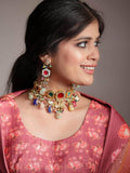 Ishhaara Diyakrishna In Multi Color Navratna Stone Choker Set