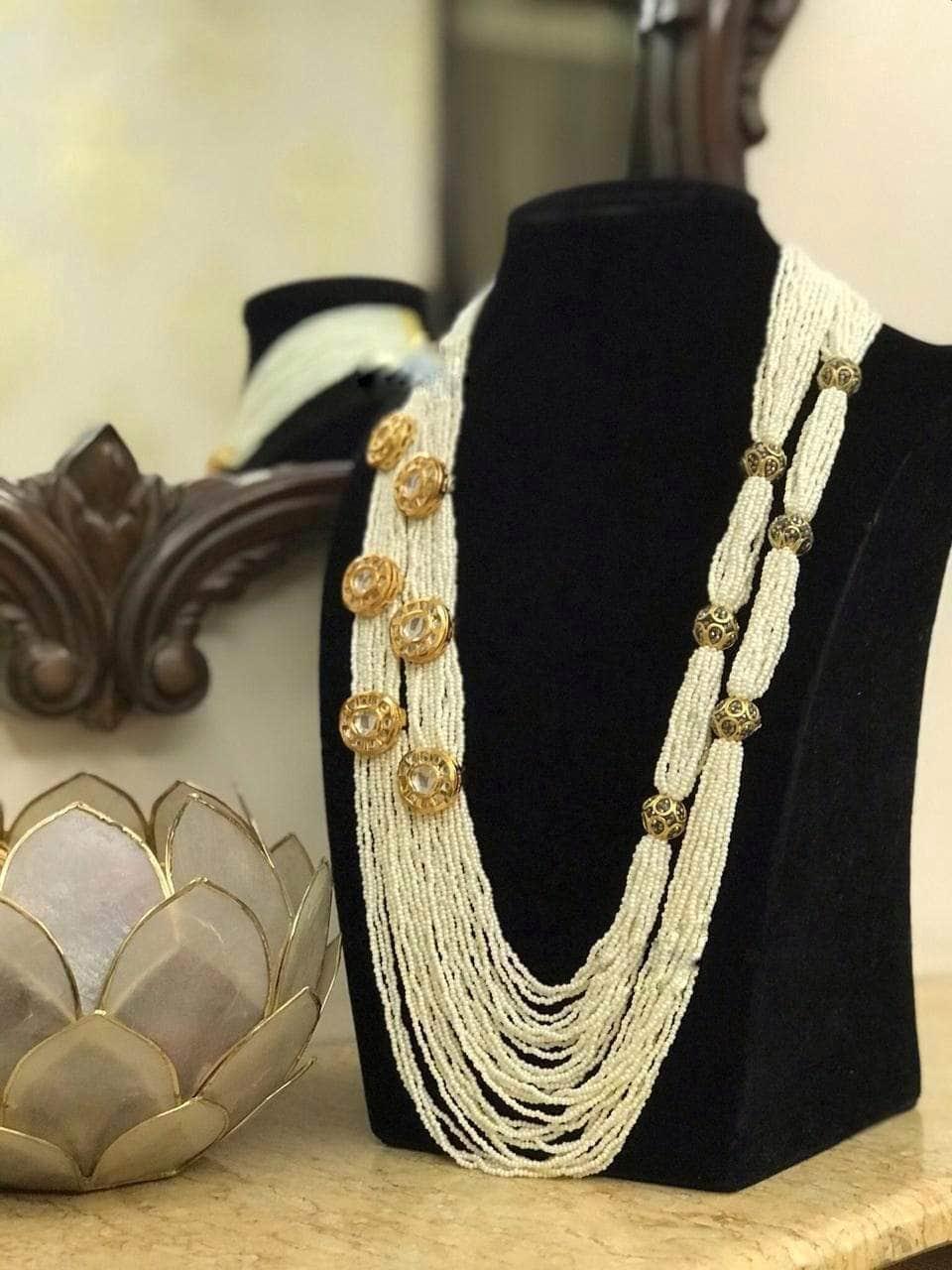 Ishhaara Dual Type Side Patch Pendant Moti Necklace