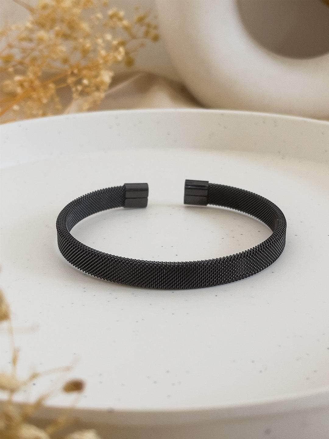 Ishhaara Elastic Adjustable Black Stainless Steel Bracelet