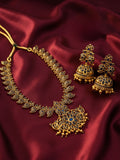 Ishhaara Elegant Classic Matte Gold Flower Pendant Necklace