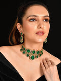 Ishhaara Emerald Green Kundan Pearl Necklace Set