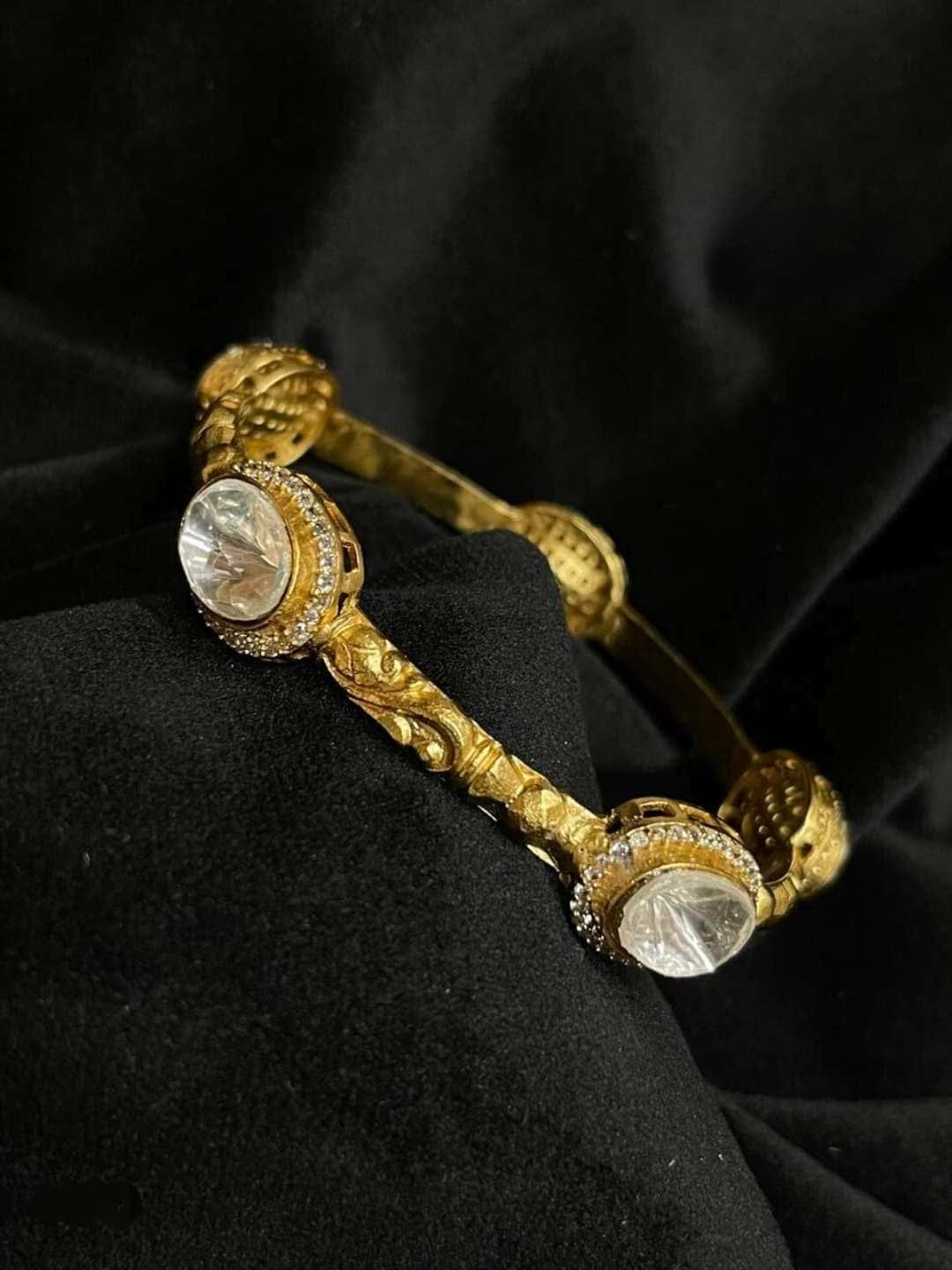 Ishhaara Enamel Gold Plated Meena Kundan Bangle