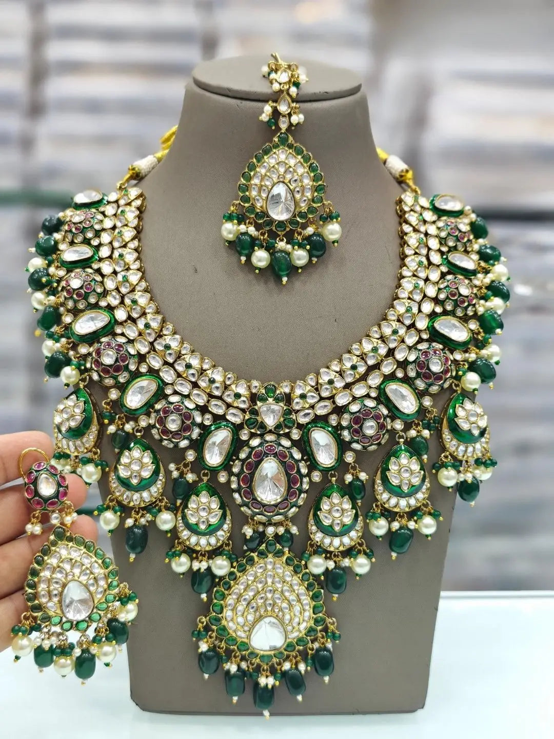 Exclusive Hand Crafted Designer Kundan Polki Heavy Choker Necklace