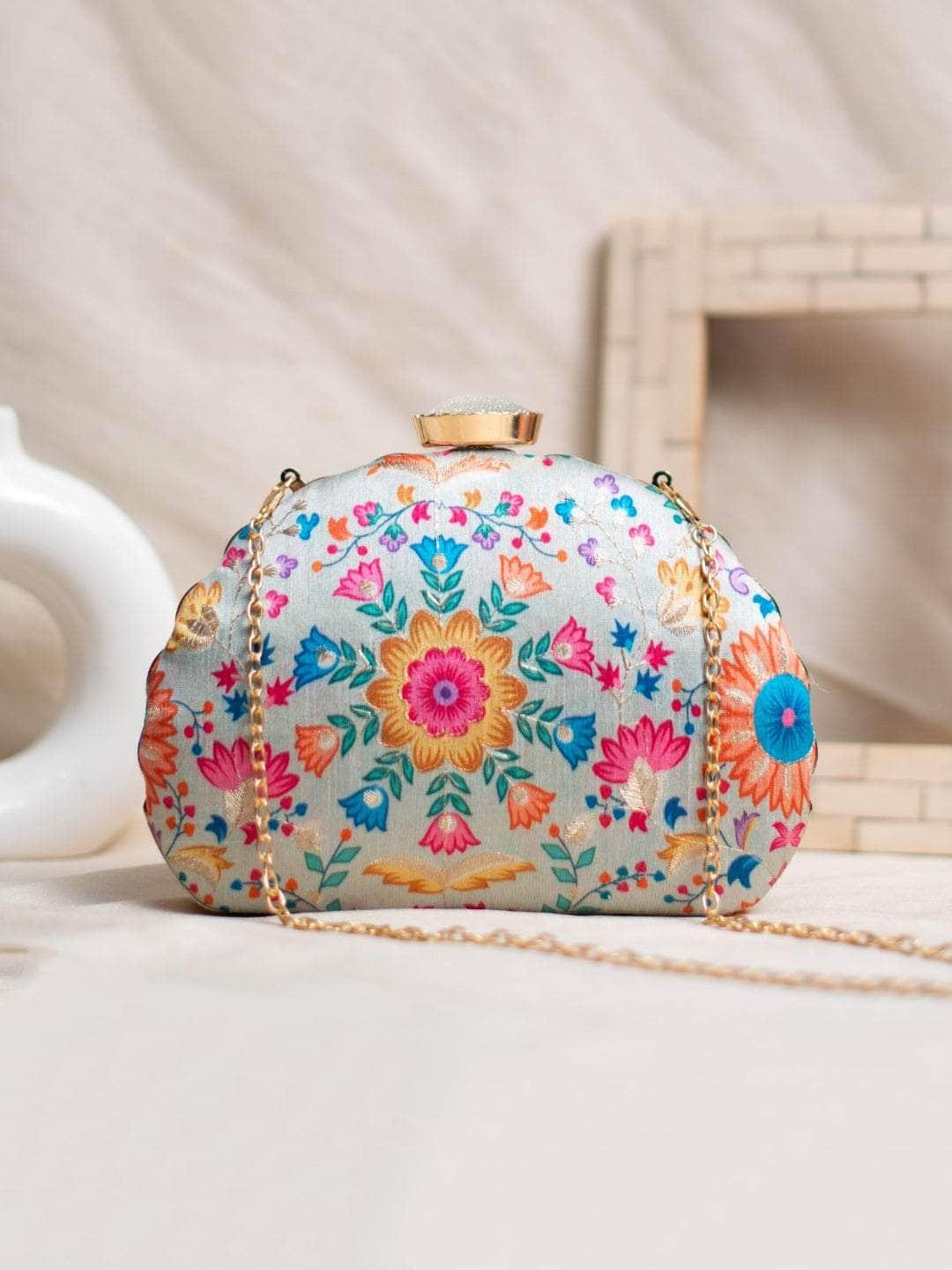 Ishhaara Fabric Clutches In D Shape Frame