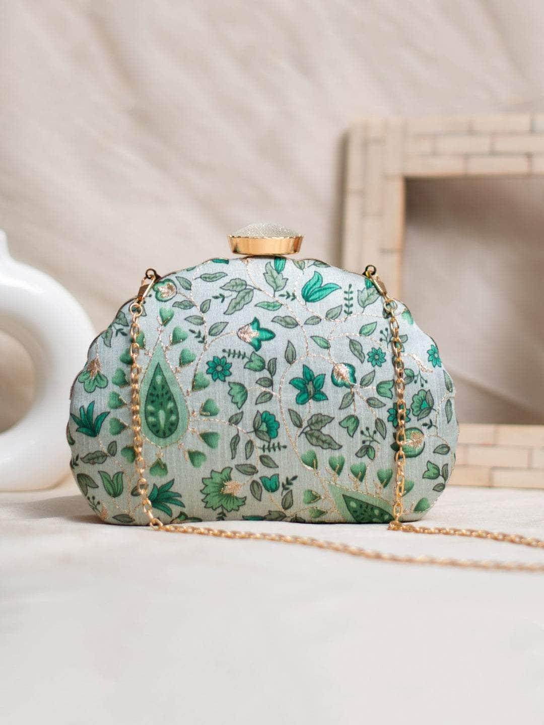 Ishhaara Fabric Clutches In D Shape Frame