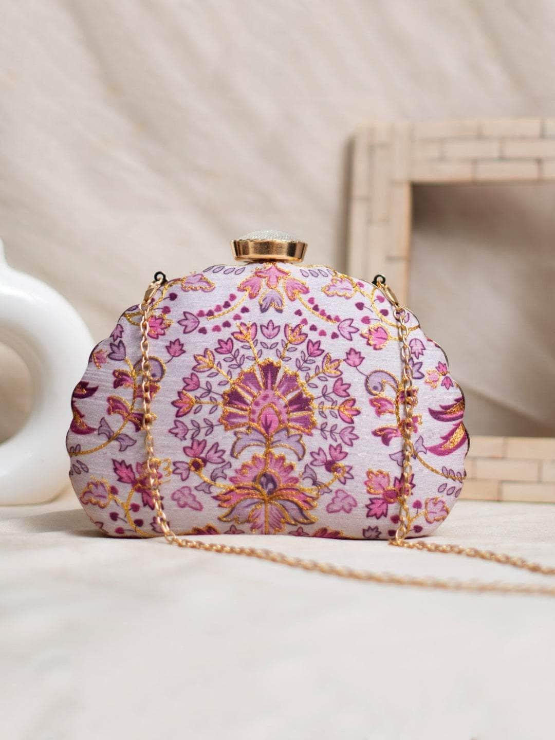 Ishhaara Fabric Clutches In D Shape Frame