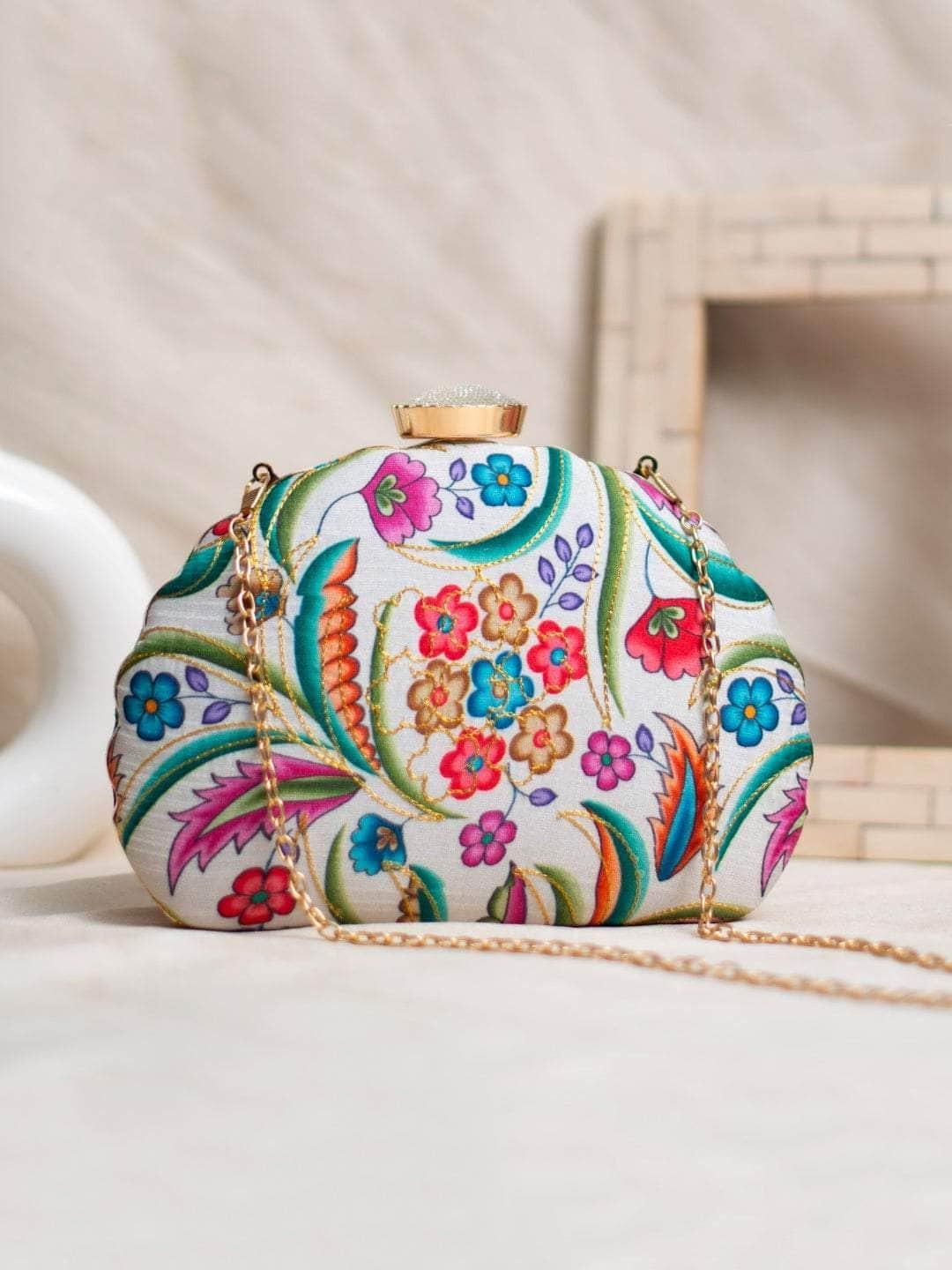 Ishhaara Fabric Clutches In D Shape Frame