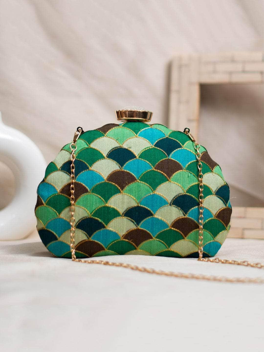 Ishhaara Fabric Clutches In D Shape Frame