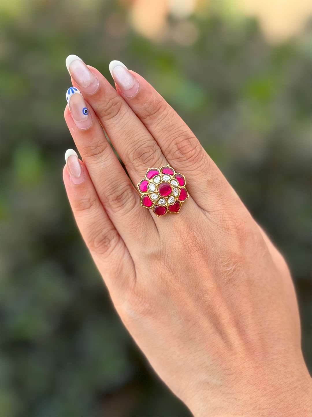 Ishhaara Floral Kundan Studded Ring