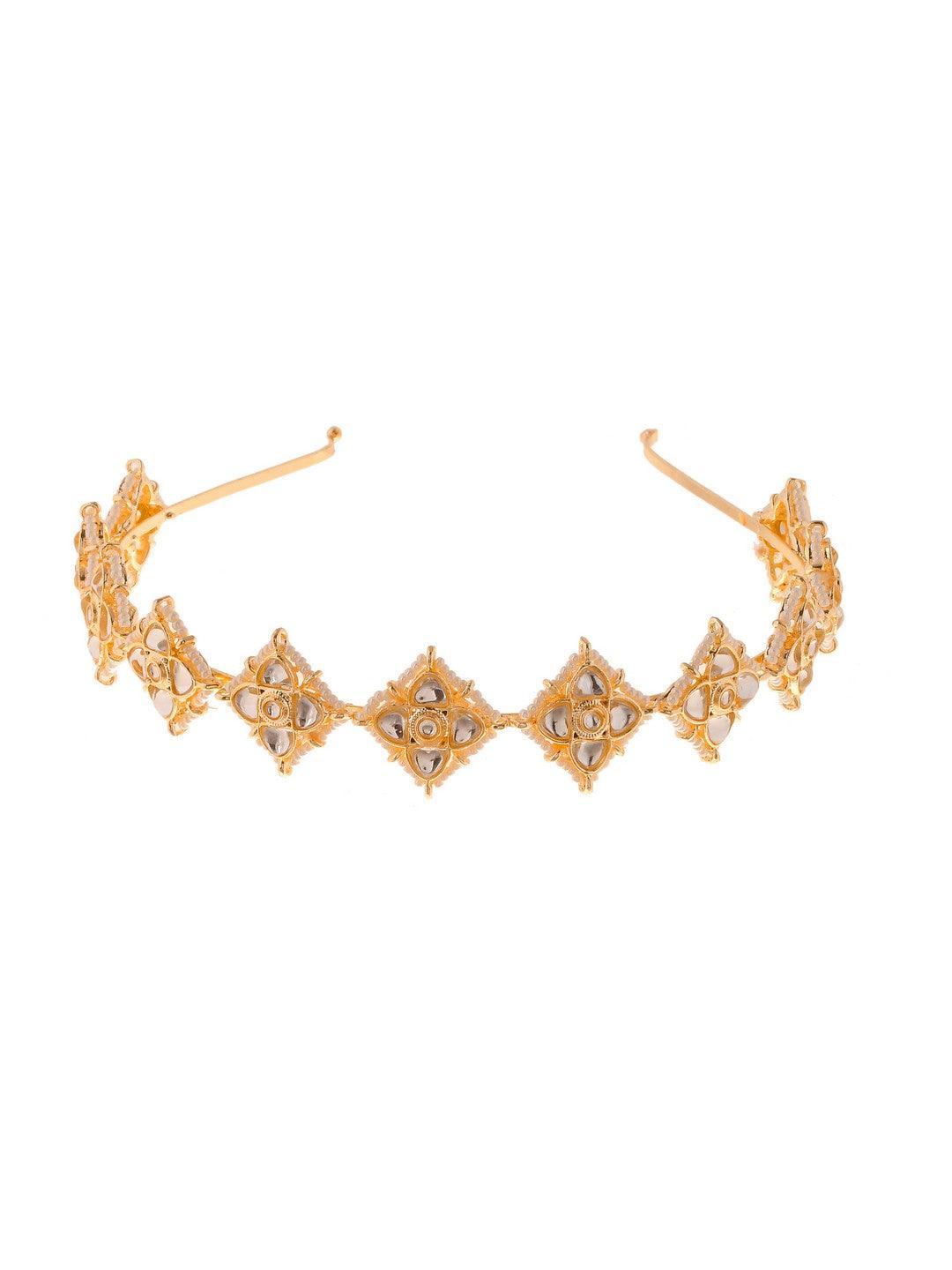 Ishhaara Floral Leaf Cut Kundan Hair Band