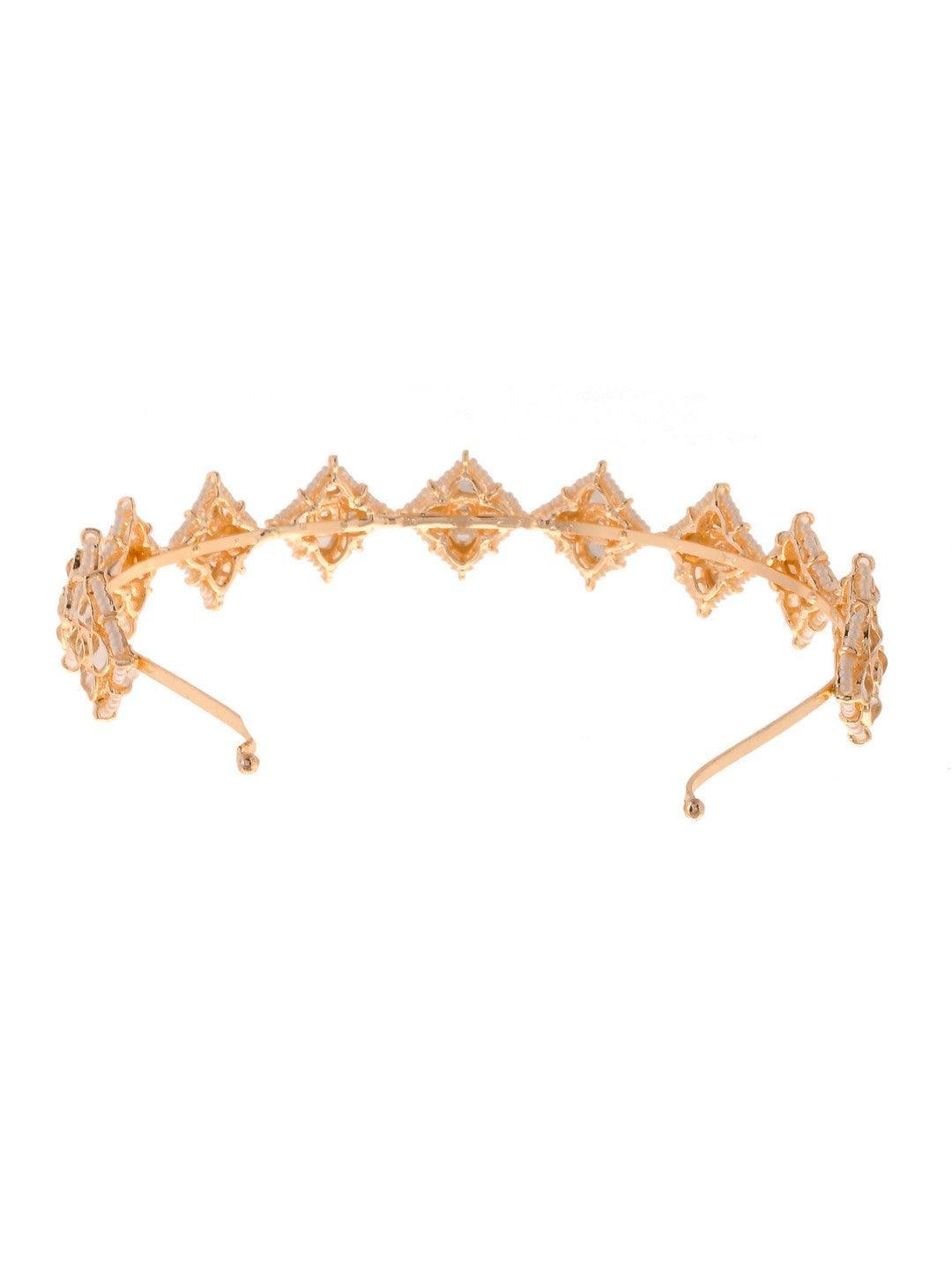 Ishhaara Floral Leaf Cut Kundan Hair Band