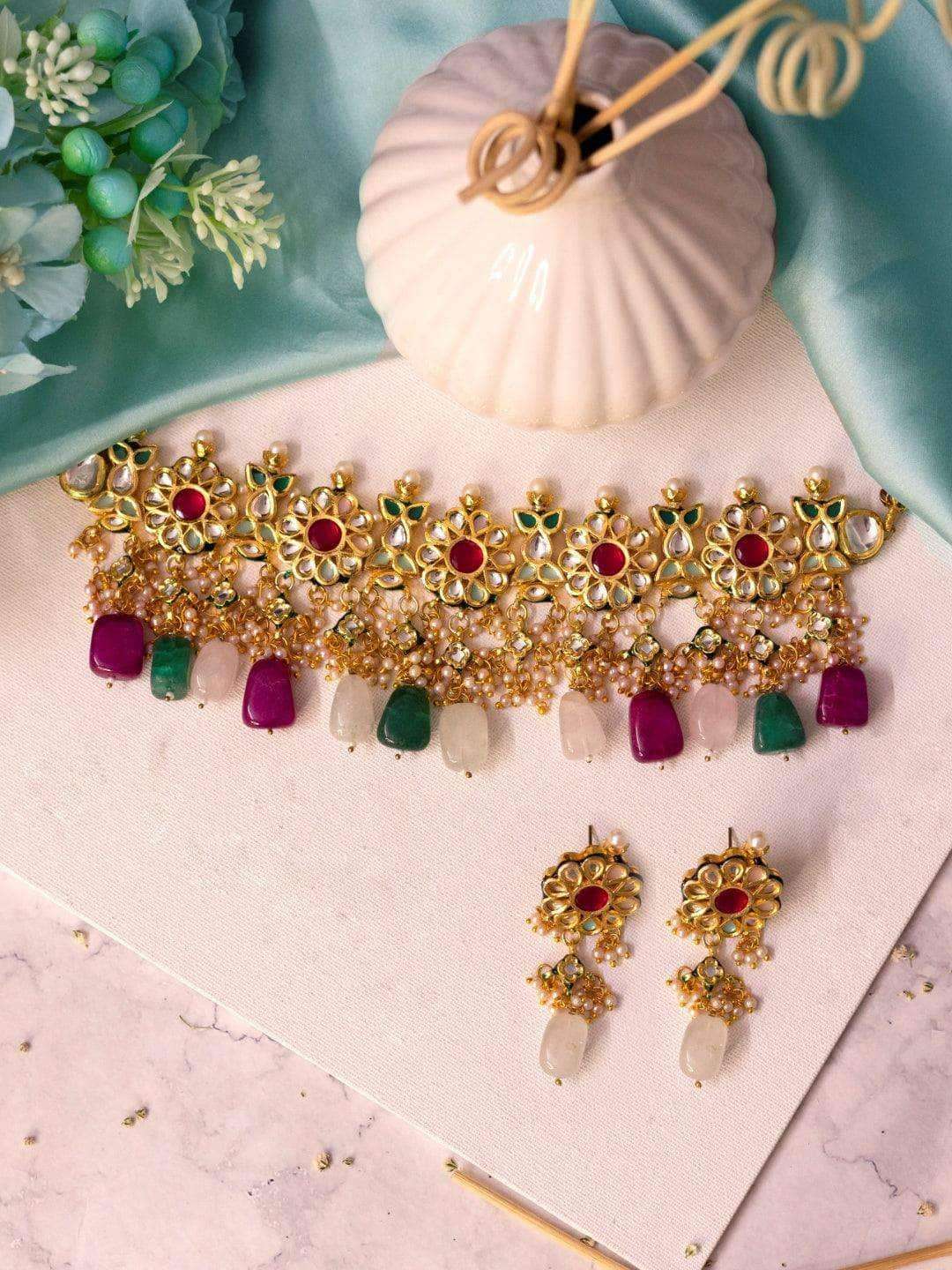 Ishhaara Flower Motif Choker Set