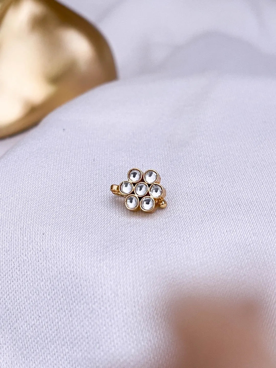 Flower Shaped Kundan Studded Nath