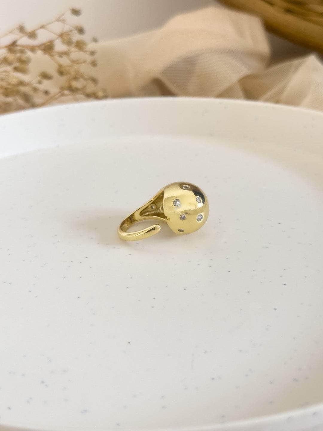 Ishhaara Frida Balls With White Crystals Ring